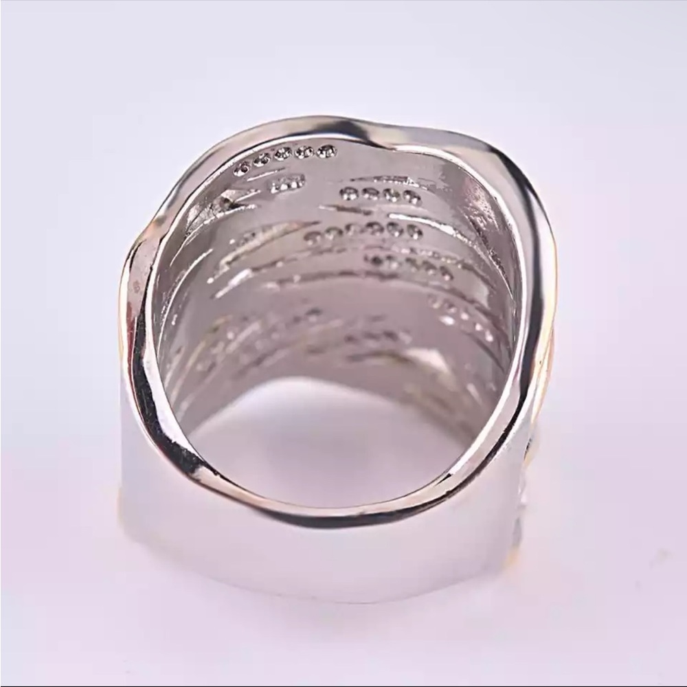 New Vintage 925 Silver Ring White Promise Wedding Band Ring - Picture 6 of 6